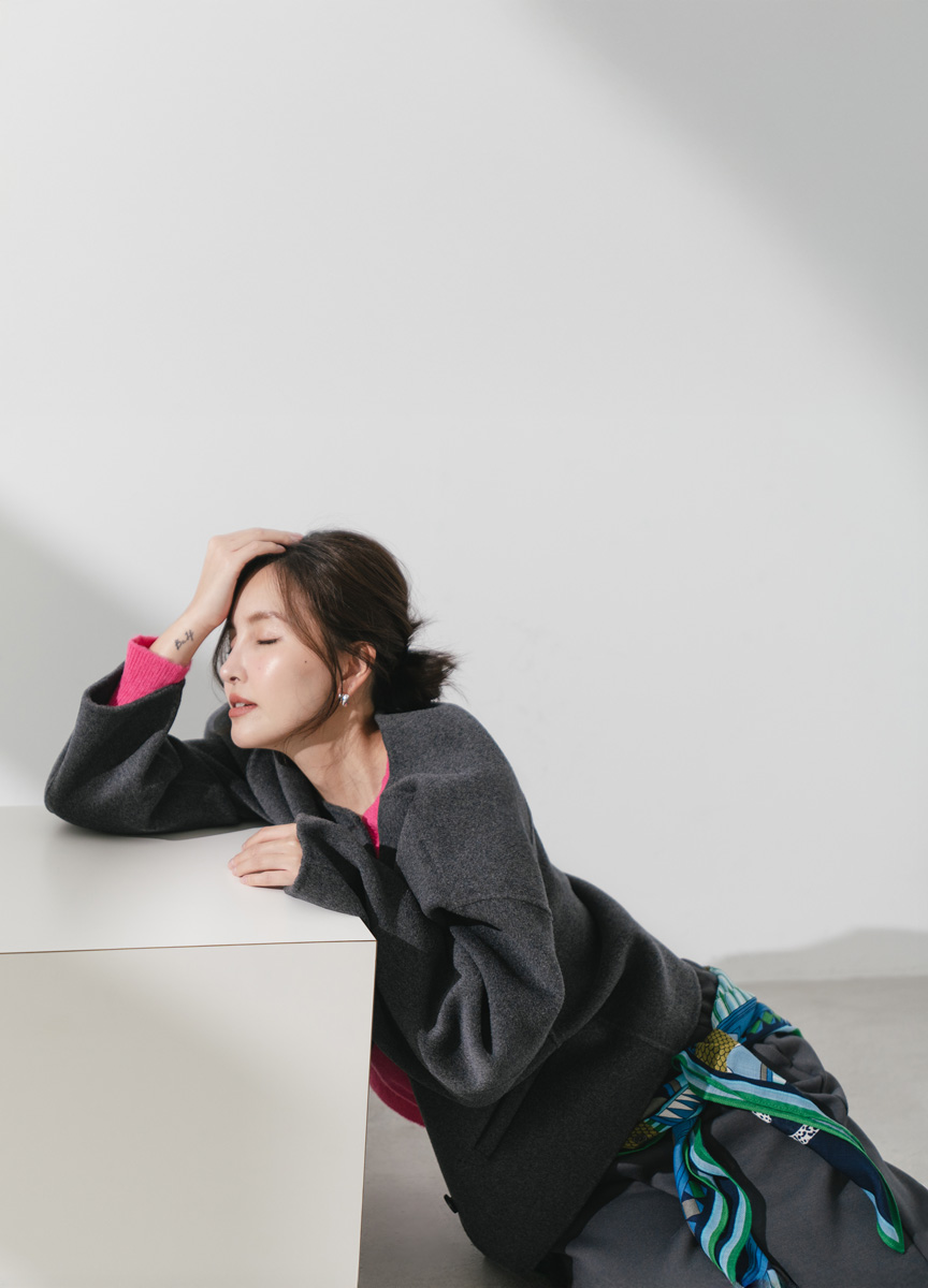 建築與蛇方巾 藍綠色